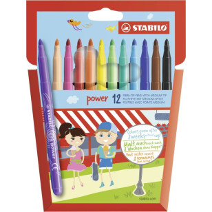 Stabilo Power viltstiften – etui van 12 kleuren – 2 mm